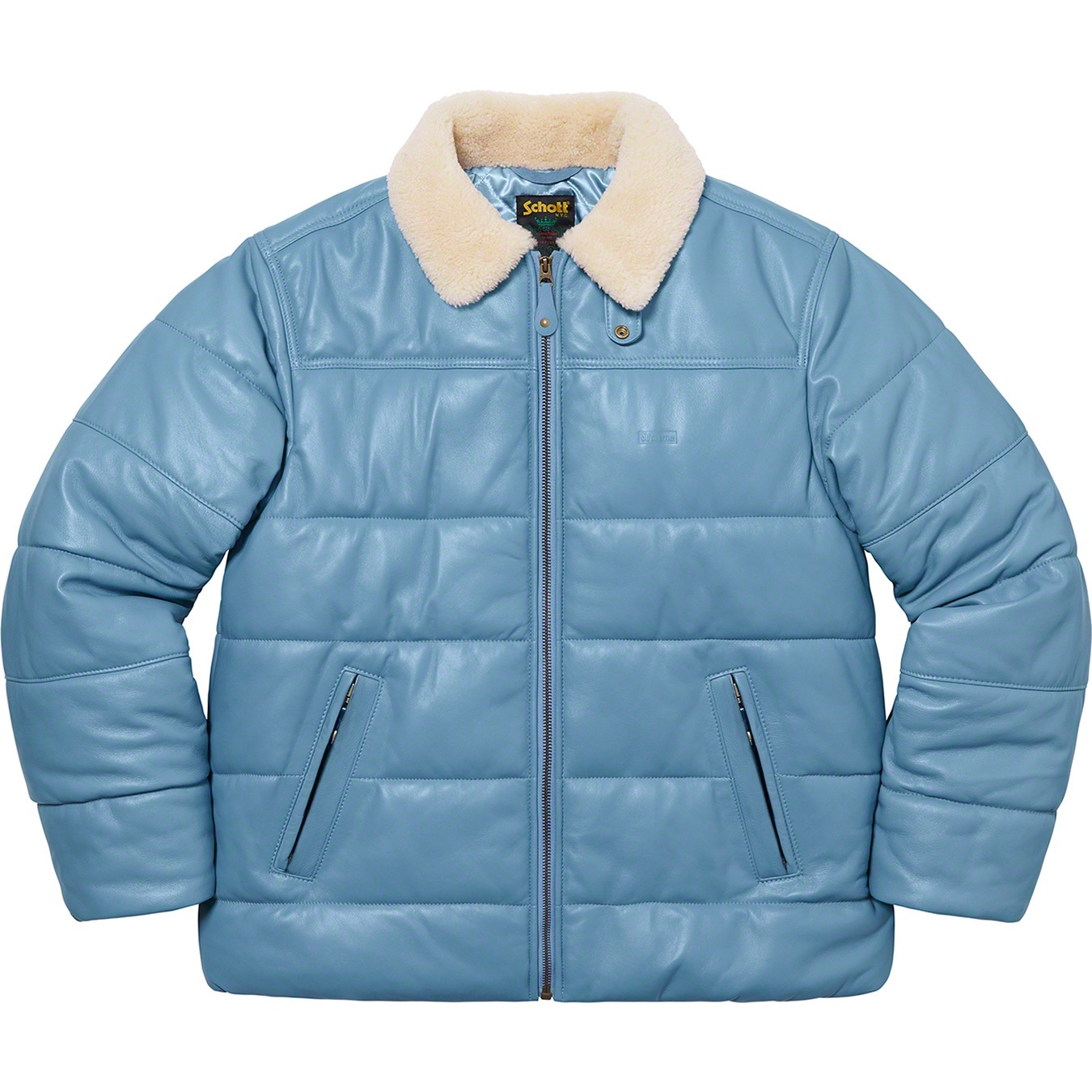 Supreme®/Schott® Shearling Collar Leather Puffy Jacket view 14